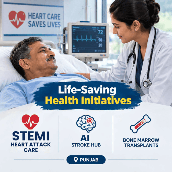 Life-saving Health initiatives: 583 heart attack patients saved by STEMI project, AI stroke hub and bone marrow transplants in Punjab